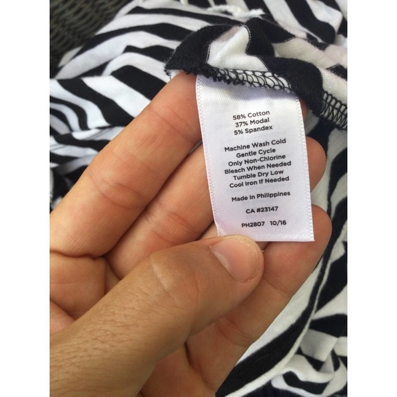 T by Talbots womens striped maxi dress petite drawstring athleisure black white - Picture 11 of 11